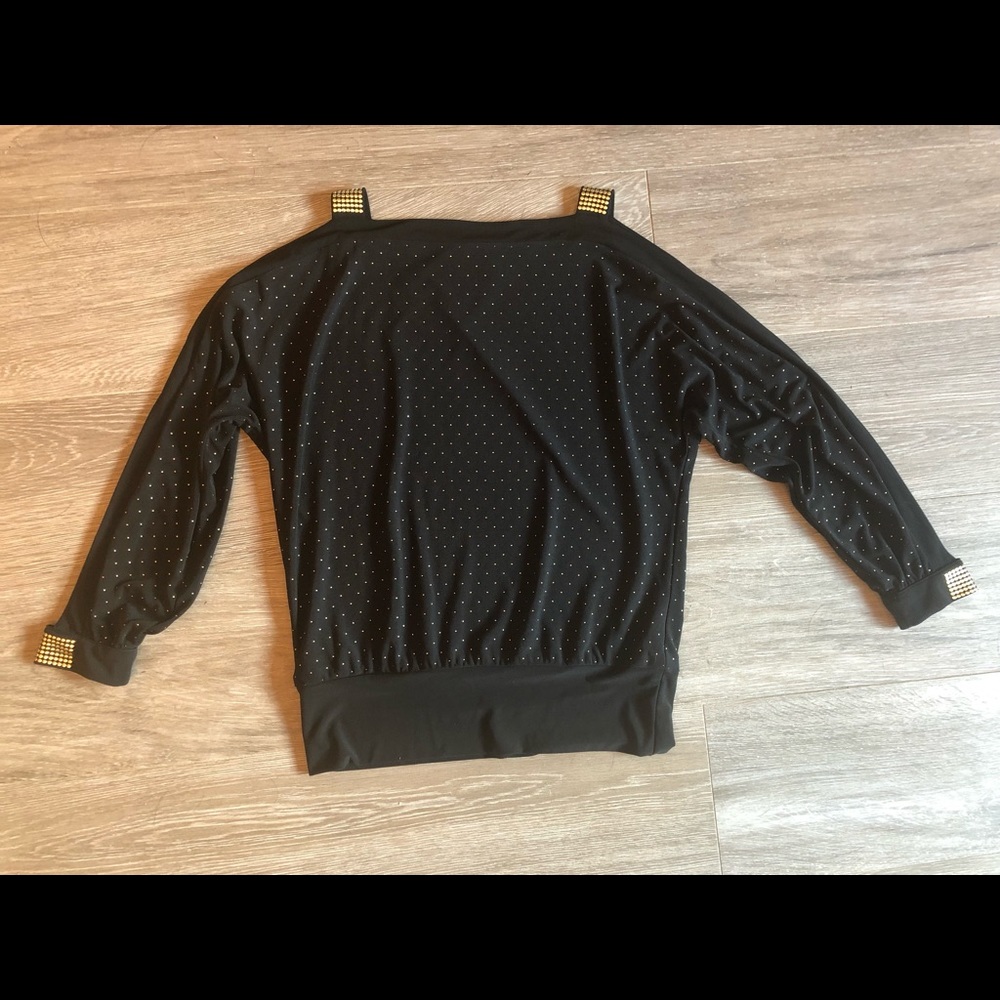Black and Gold Cold Shoulder Blouse - Size 4